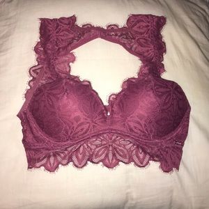 Pink VS small date push up bra burgundy with lace